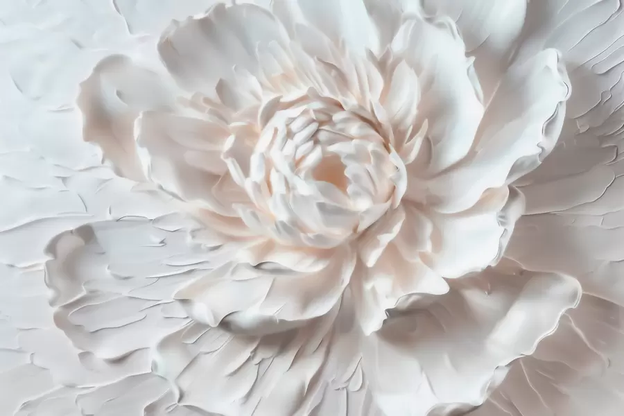 Carta da parati 3D Fiori Un delicato fiore in bassorilievo dai petali levigati e dai toni chiari n. w09861