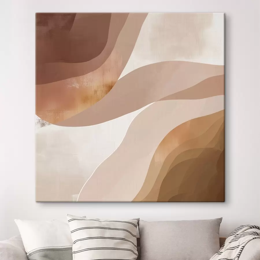 carta da parati Forme astratte ondulate in una palette di colori beige-caffè nr. s48836