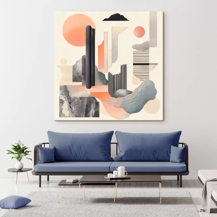 carta da parati Composizione geometrica in una palette dai toni pesca e grigio, in uno stile pittorico contemporaneo nr. s48841