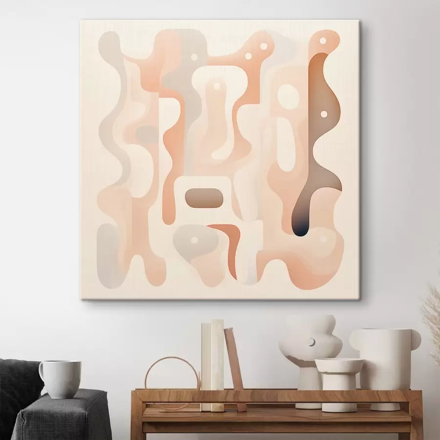 carta da parati Armonia di forme sinuose e una tavolozza di colori naturali in uno stile illustrativo d'arte contemporanea nr. s48845