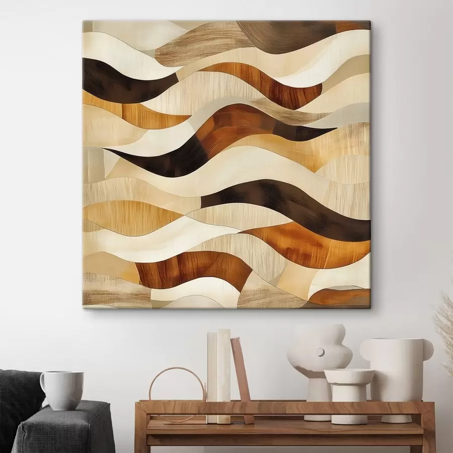 carta da parati Estetica caratterizzata da linee organiche e tonalità naturali del legno in uno stile artistico da poster nr. s48852