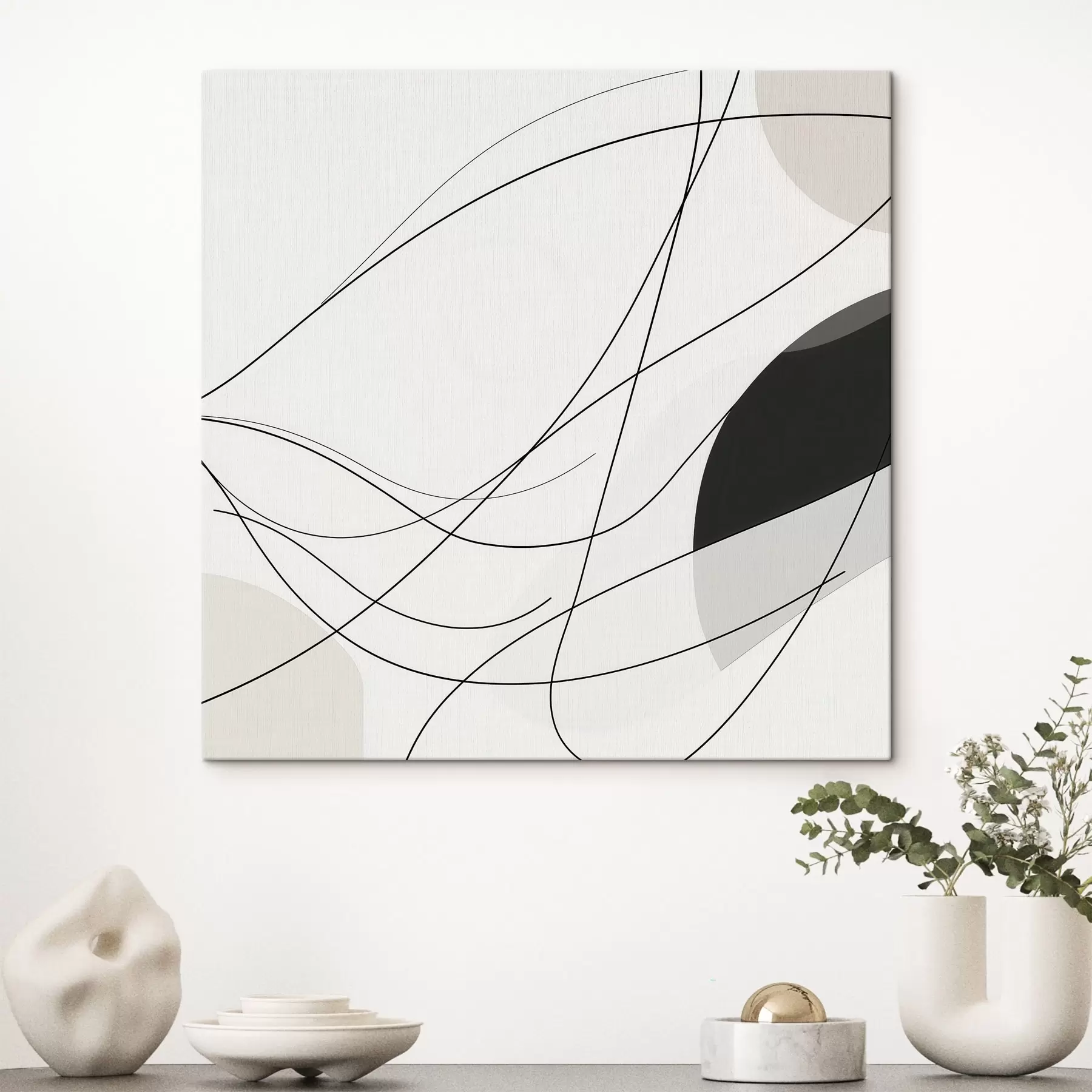 carta da parati Composizione astratta con sottili linee curve in stile minimalista nr. s48854