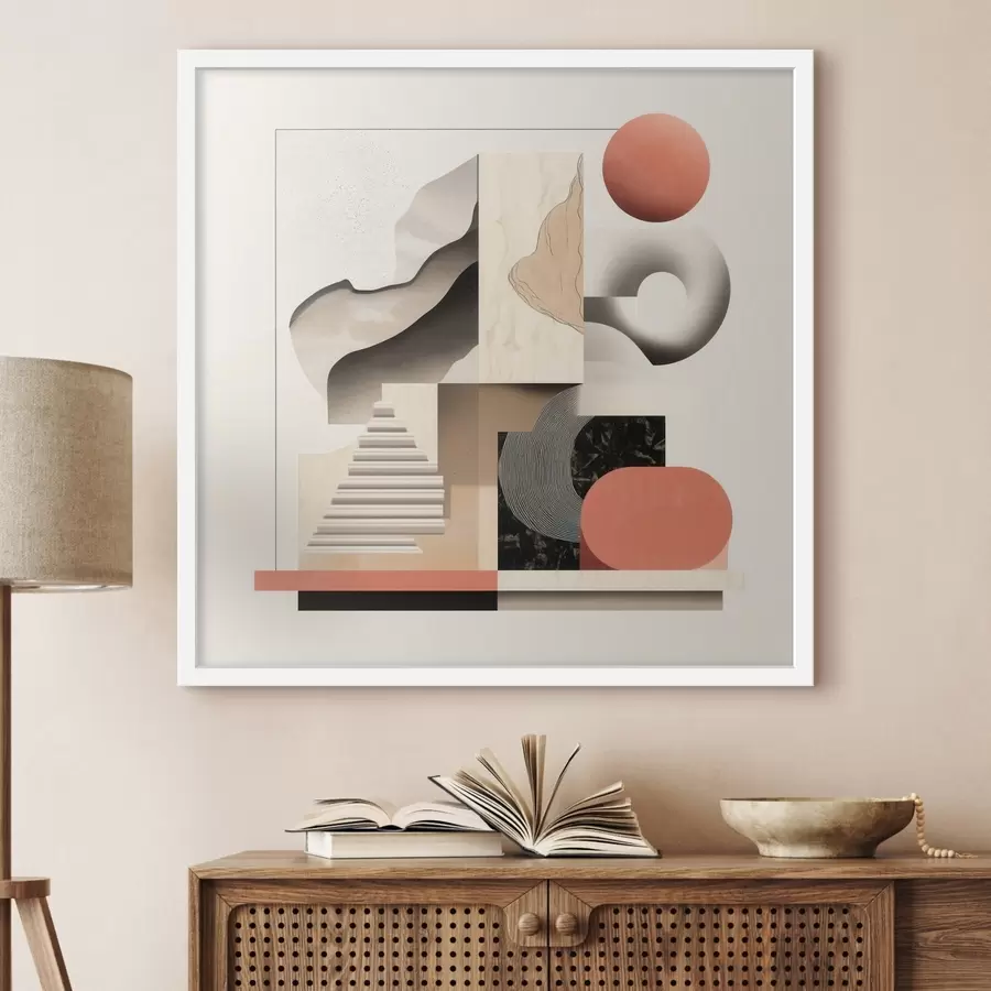 carta da parati Forme astratte in una palette di colori beige-grigio, in uno stile pittorico contemporaneo nr. f48842