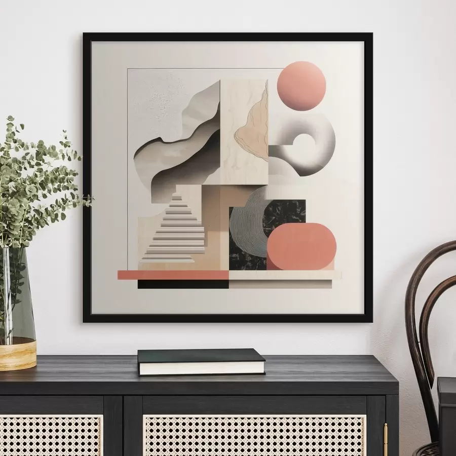 carta da parati Forme astratte in una palette di colori beige-grigio, in uno stile pittorico contemporaneo nr. f48842