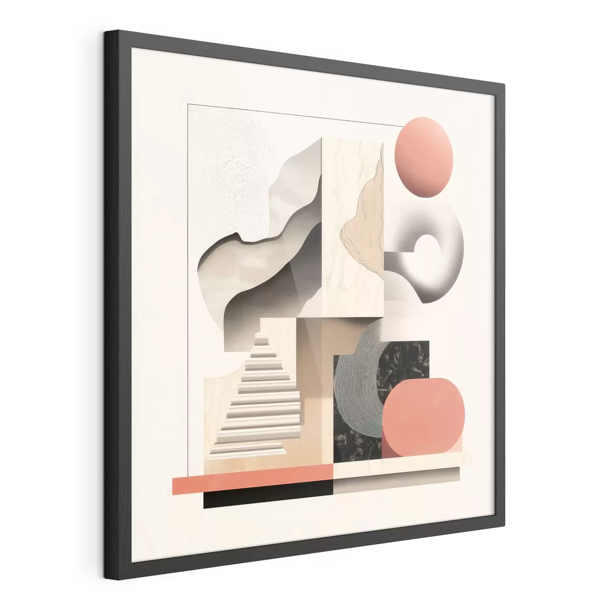 Poster Forme astratte in una palette di colori beige-grigio, in uno stile pittorico contemporaneo f48842