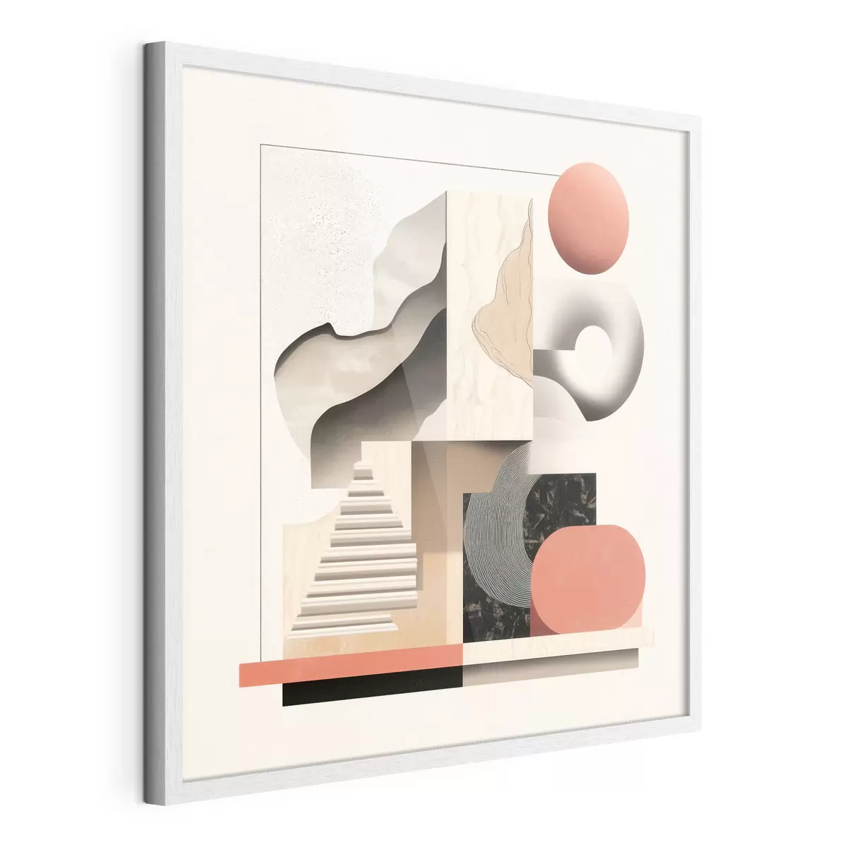 Poster Forme astratte in una palette di colori beige-grigio, in uno stile pittorico contemporaneo f48842
