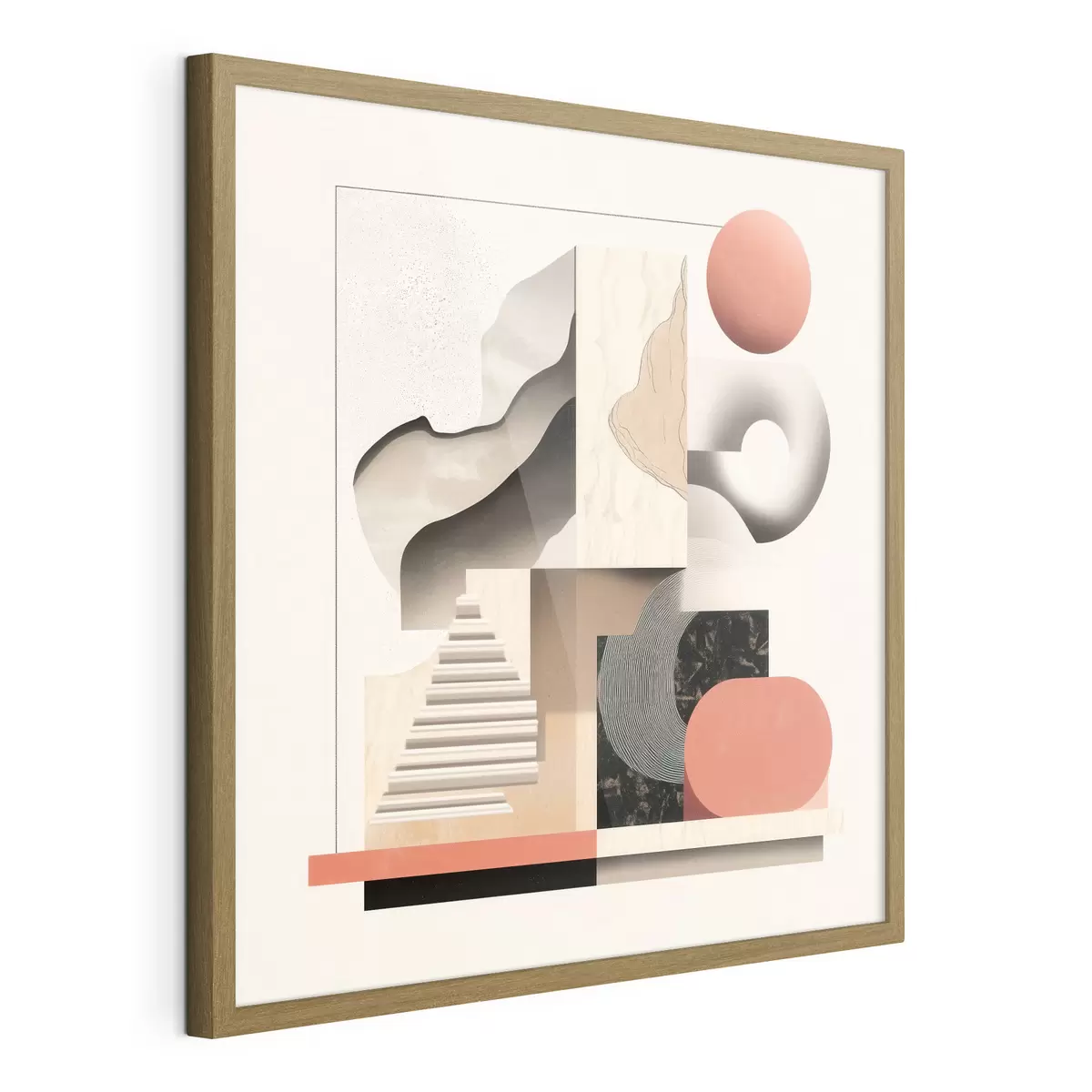 Poster Forme astratte in una palette di colori beige-grigio, in uno stile pittorico contemporaneo f48842