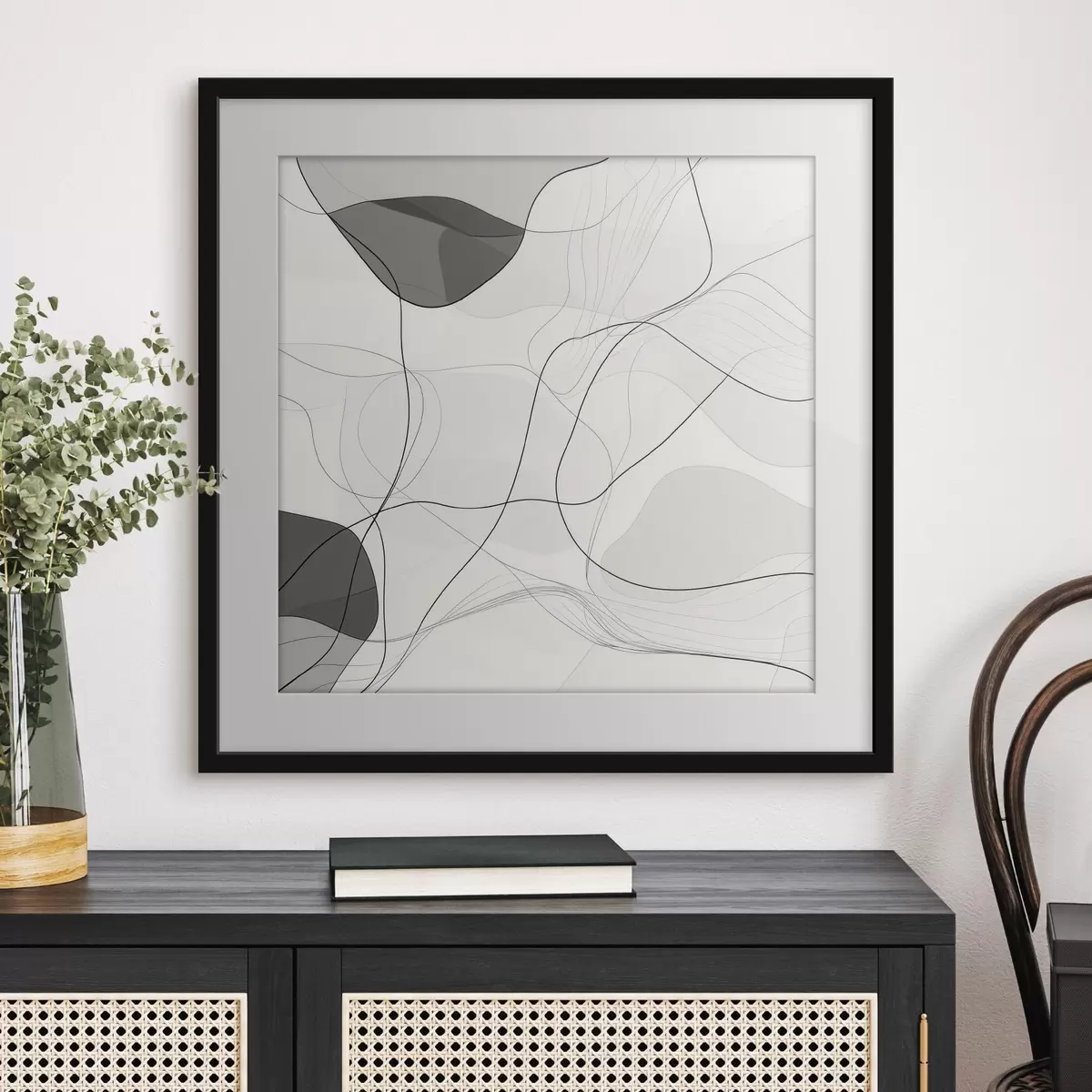 Poster Scena astratta minimalista caratterizzata da linee sottili e ombre tenui f48853