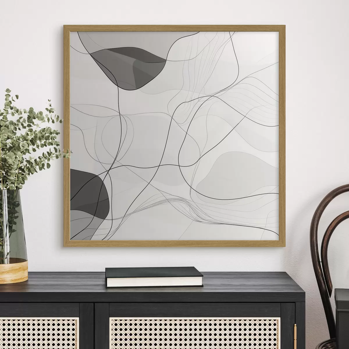 Poster Scena astratta minimalista caratterizzata da linee sottili e ombre tenui f48853