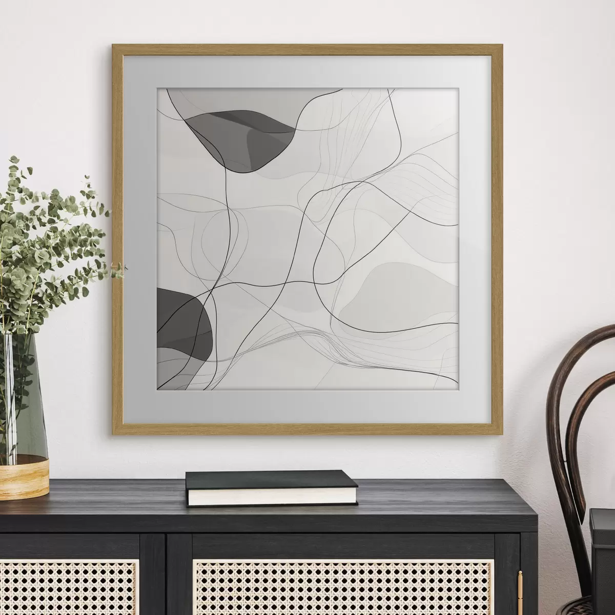 Poster Scena astratta minimalista caratterizzata da linee sottili e ombre tenui f48853