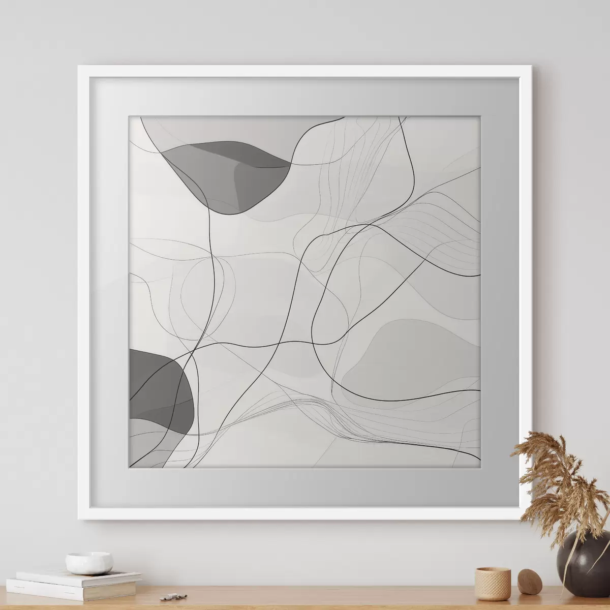 Poster Scena astratta minimalista caratterizzata da linee sottili e ombre tenui f48853