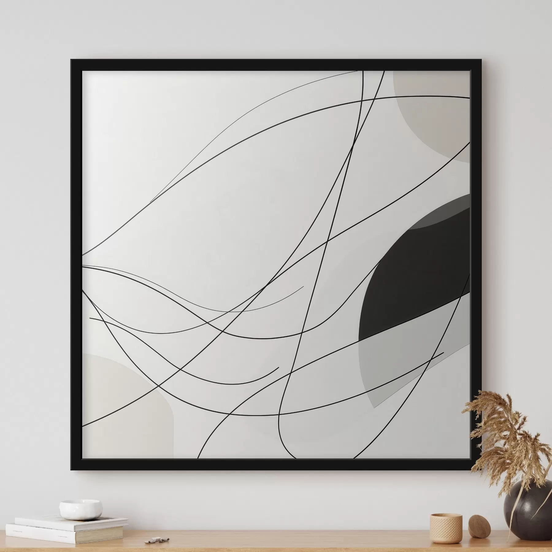carta da parati Composizione astratta con sottili linee curve in stile minimalista nr. f48854