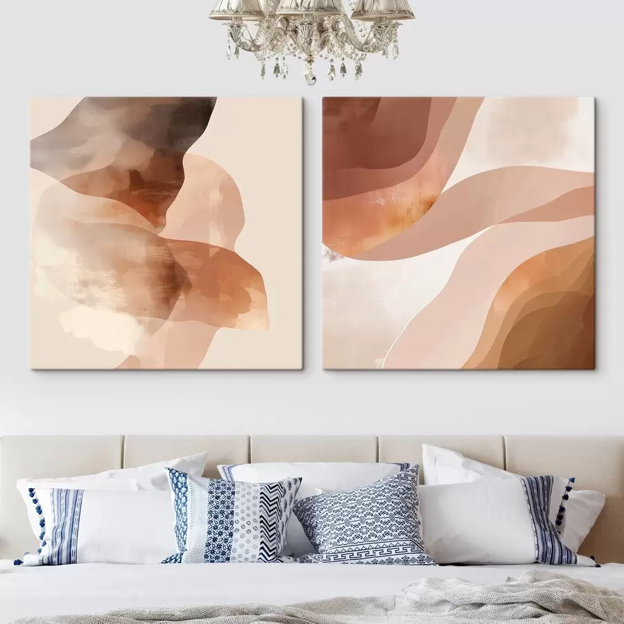 carta da parati Composizione di strati semitrasparenti nei toni della sabbia marrone nr. m30345