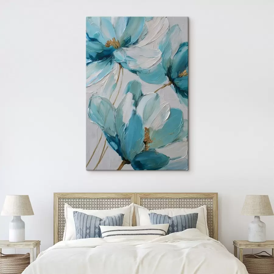 carta da parati fiori blu in stile impasto nr. s48991