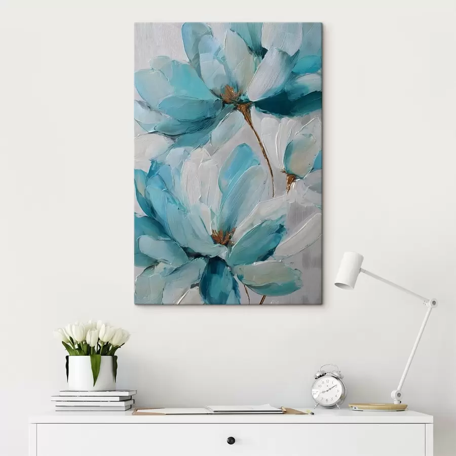 carta da parati fiori blu in stile impasto nr. s48992