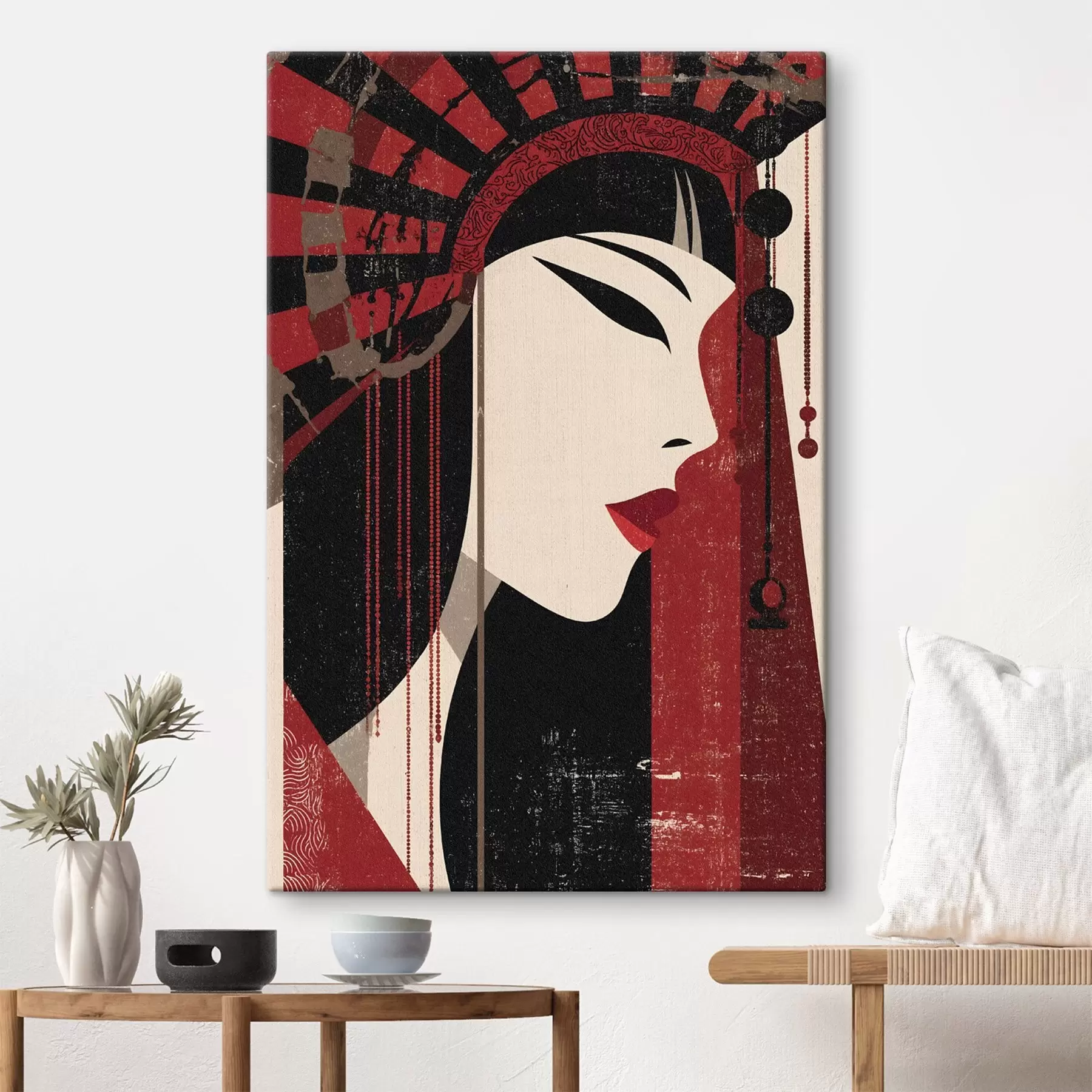 carta da parati Ritratto stilizzato di una donna, ispirato all'estetica giapponese e all'Art Déco nr. s48993