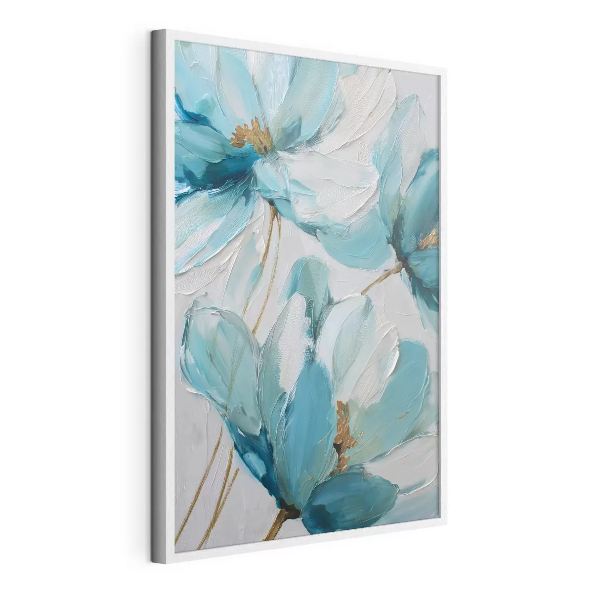 Poster fiori blu in stile impasto f48991