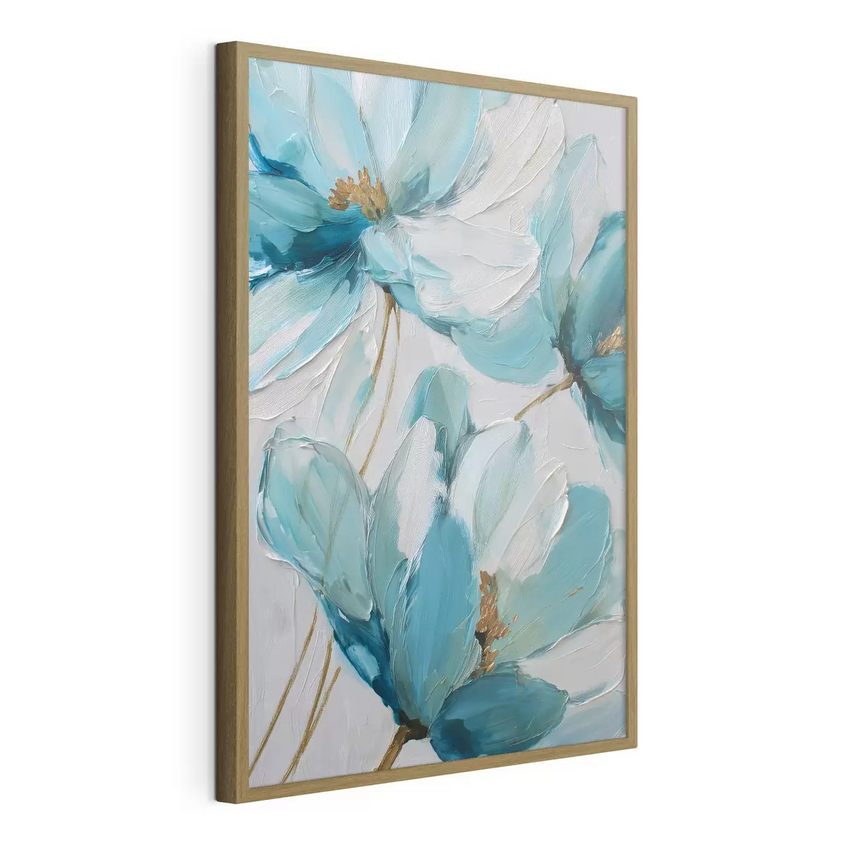 Poster fiori blu in stile impasto f48991