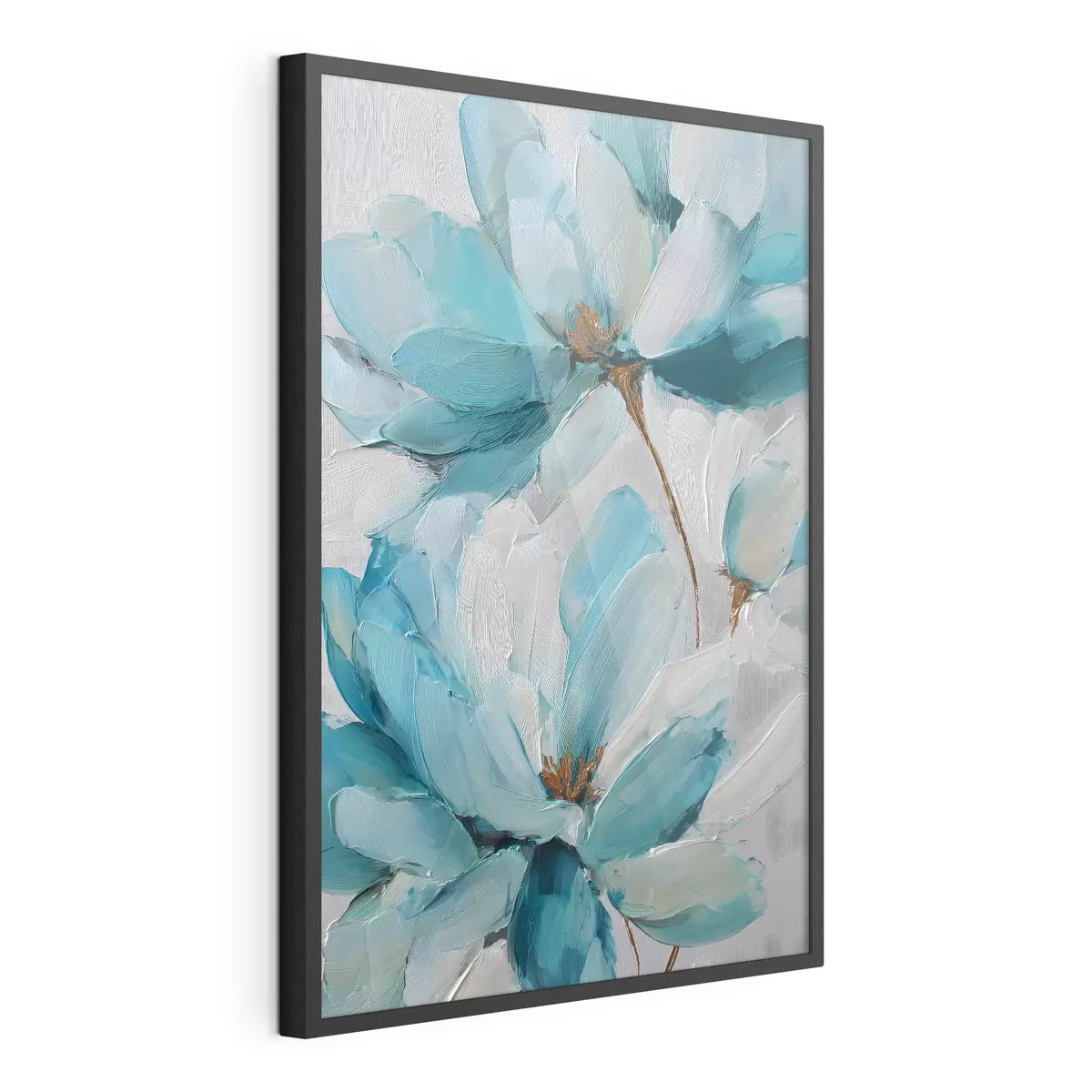 Poster fiori blu in stile impasto f48992