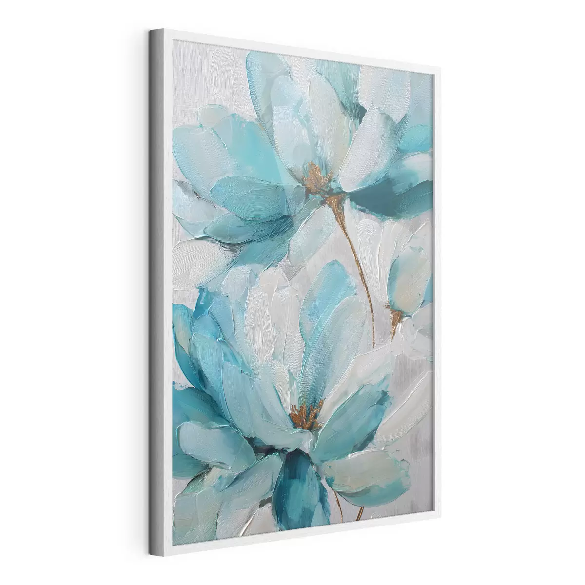 Poster fiori blu in stile impasto f48992