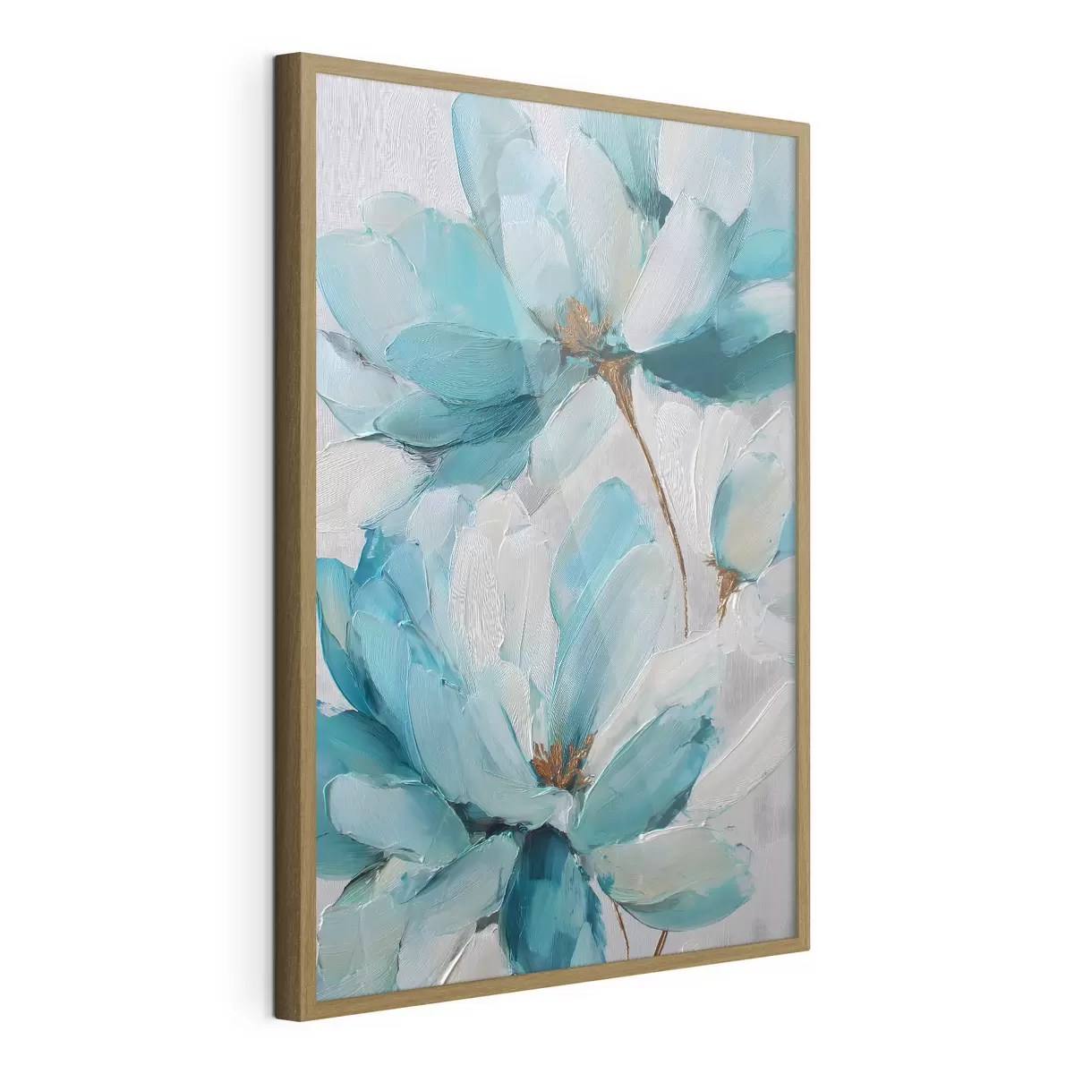 Poster fiori blu in stile impasto f48992