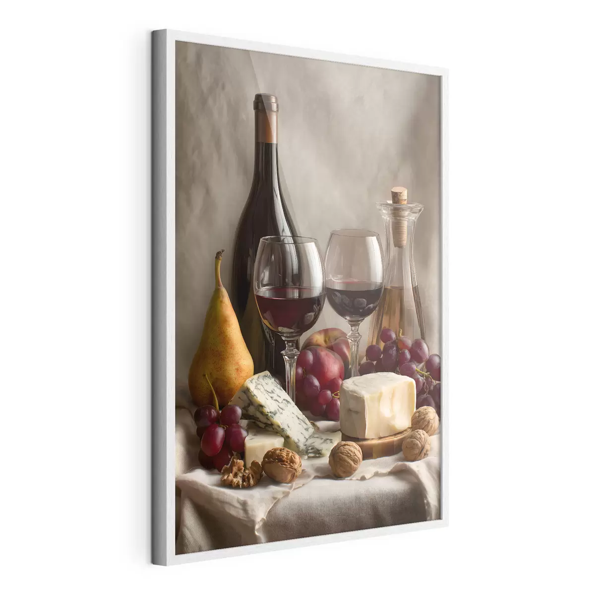 Poster natura morta con vino e formaggio f49002