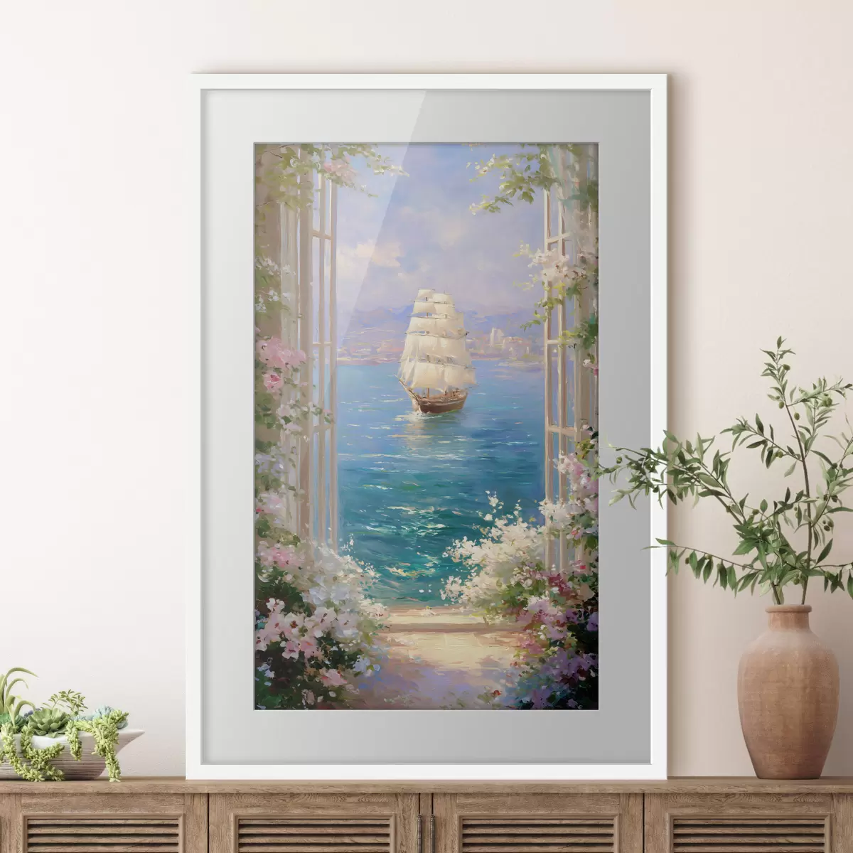 Poster una veduta floreale della nave f49004