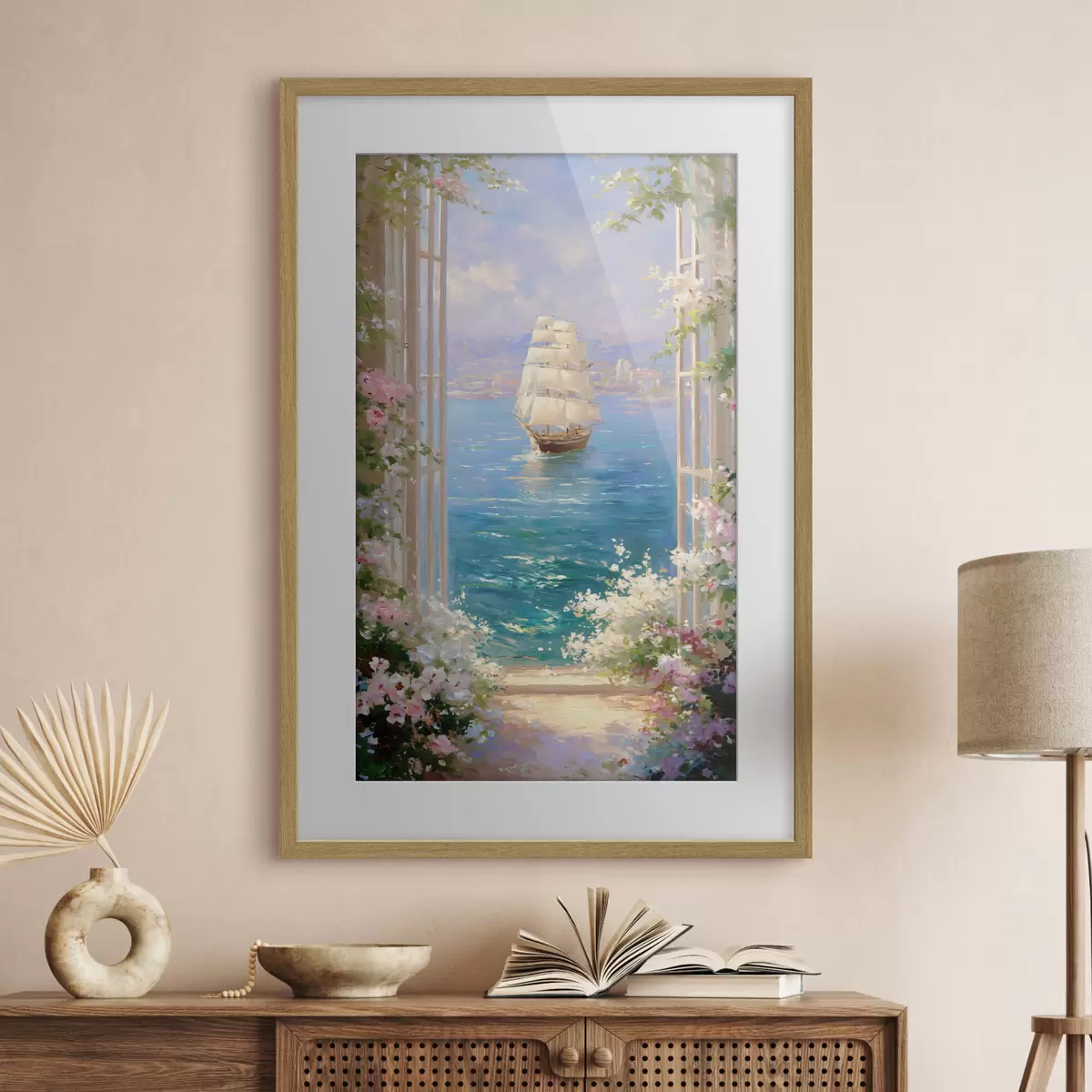 Poster una veduta floreale della nave f49004