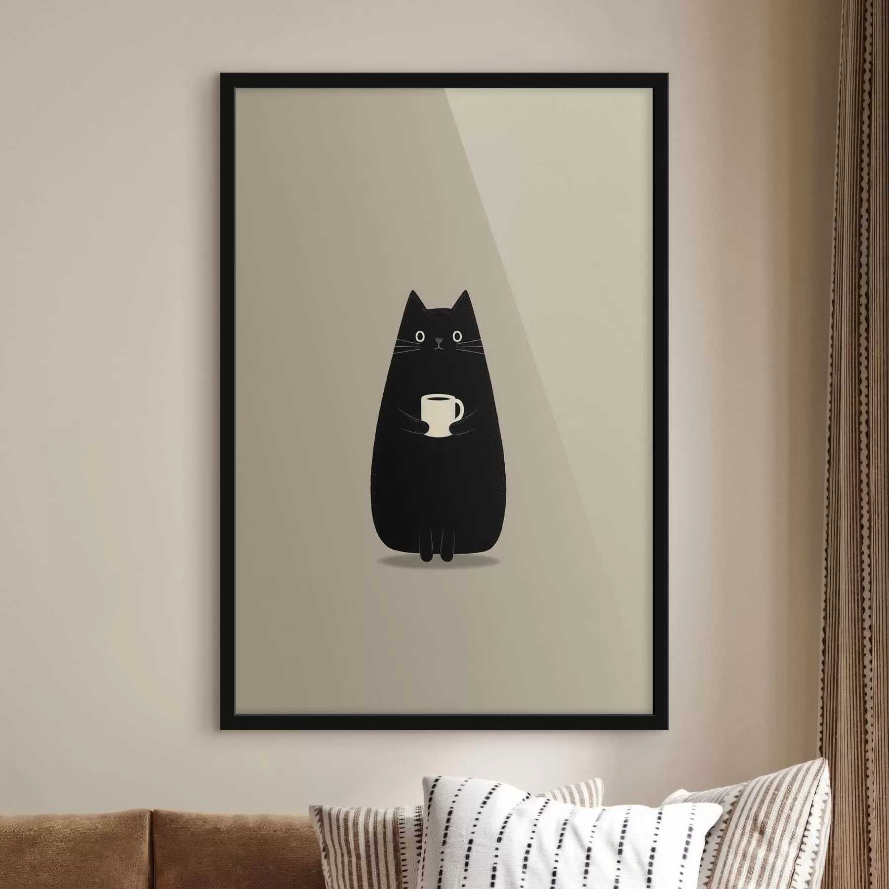 carta da parati Gatto nero con una tazza nr. f49030