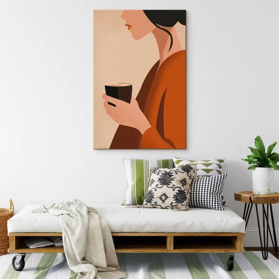 carta da parati Donna con tazza minimalista nr. s49019