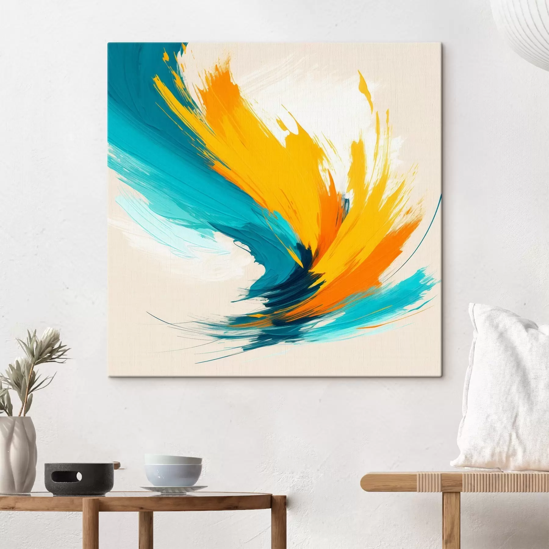 carta da parati Un vortice energico nei toni del giallo e del blu in uno stile pittorico contemporaneo nr. s48856