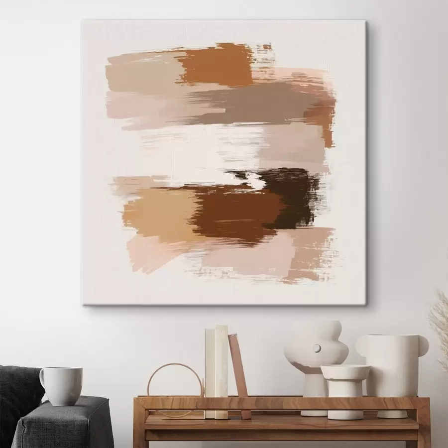 carta da parati Scena minimalista con pennellate orizzontali nei toni del caffè e della terracotta nr. s48858