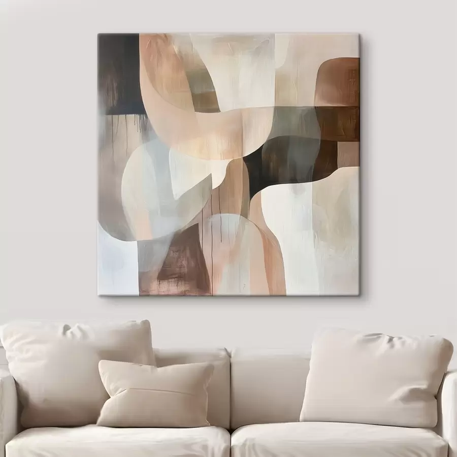 carta da parati Composizione astratta in una calda palette di colori beige e corallo nr. s48859