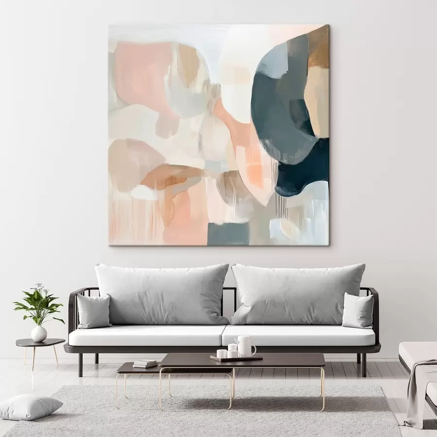 carta da parati Composizione astratta realizzata con colori pastello e tonalità di blu scuro in uno stile pittorico contemporaneo nr. s48860