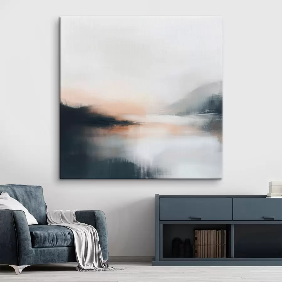 carta da parati Paesaggio astratto e nebbioso in una calda palette di colori beige e corallo nr. s48861