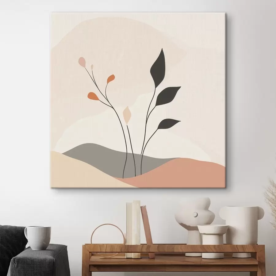 carta da parati Scena laconica a tema vegetale con forme organiche in stile artistico contemporaneo nr. s48874