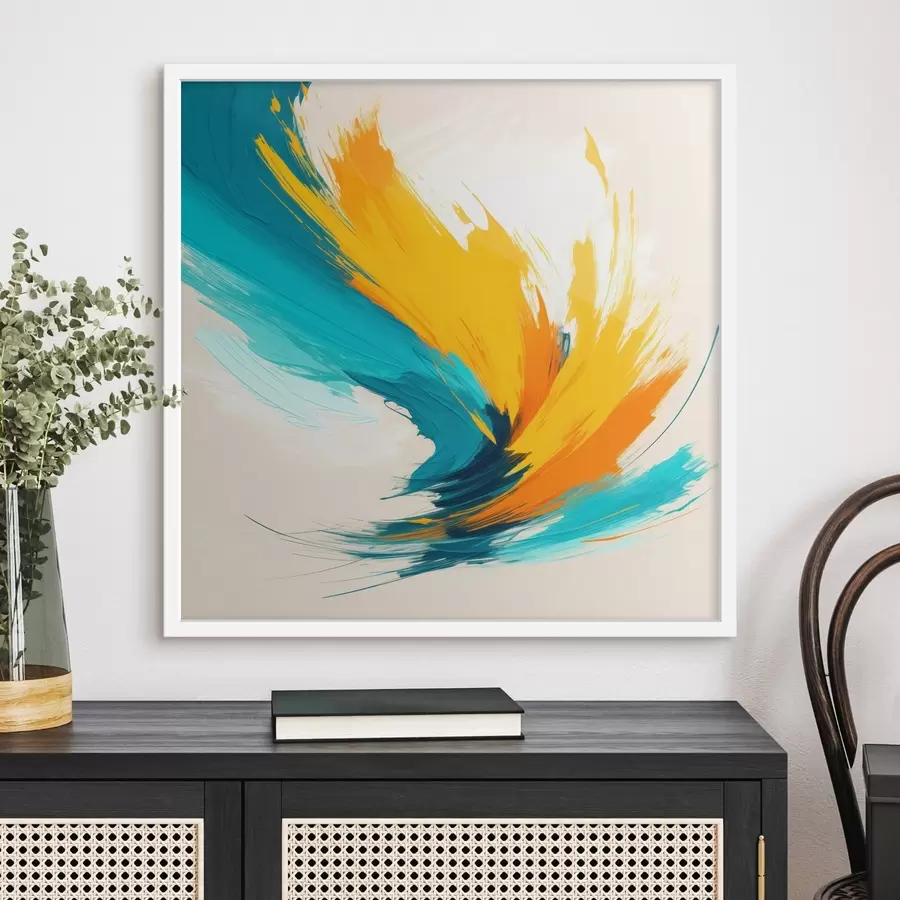 carta da parati Un vortice energico nei toni del giallo e del blu in uno stile pittorico contemporaneo nr. f48856