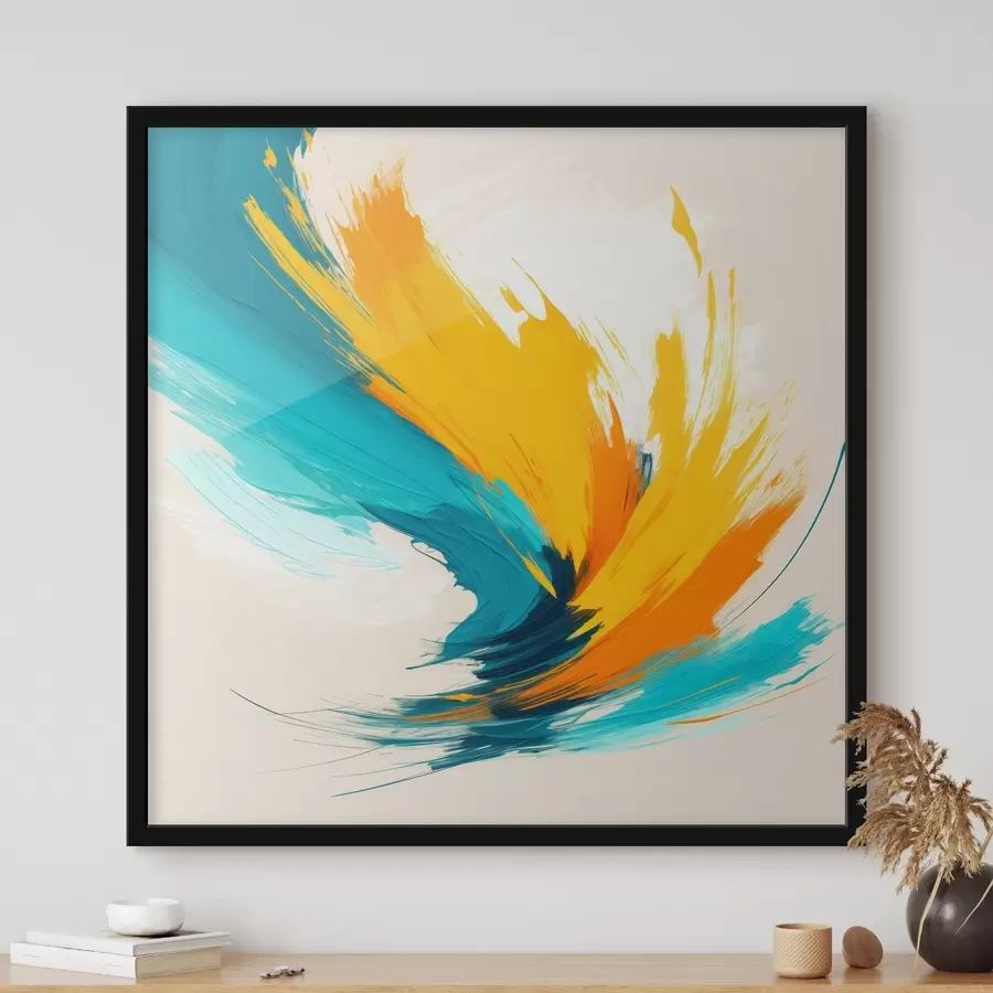 carta da parati Un vortice energico nei toni del giallo e del blu in uno stile pittorico contemporaneo nr. f48856