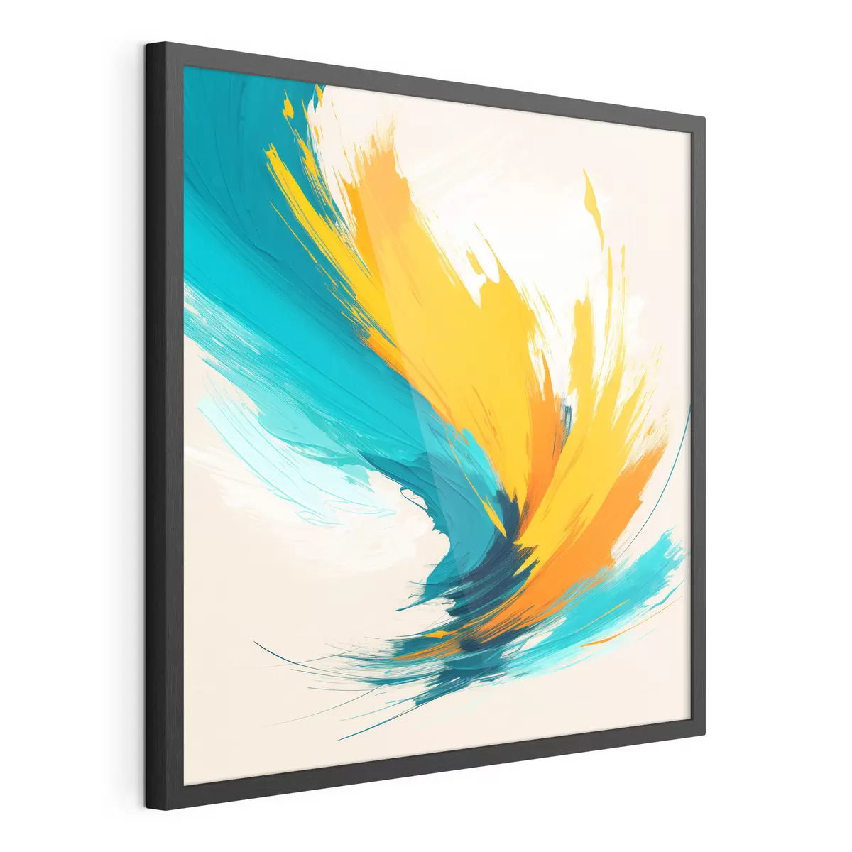 Poster Un vortice energico nei toni del giallo e del blu in uno stile pittorico contemporaneo f48856