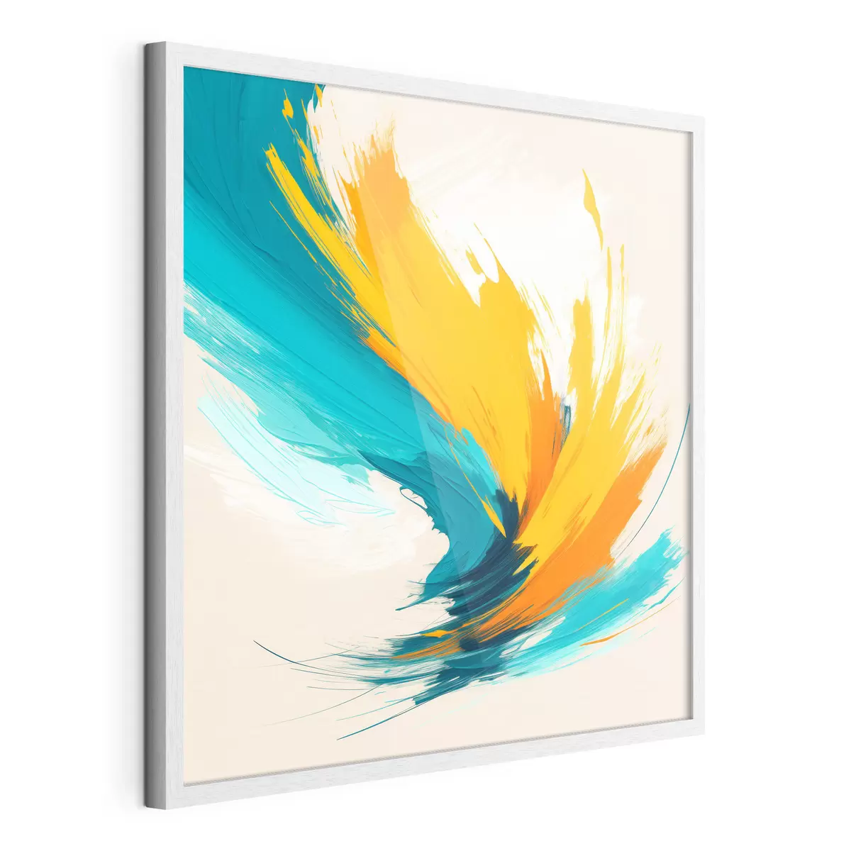 Poster Un vortice energico nei toni del giallo e del blu in uno stile pittorico contemporaneo f48856