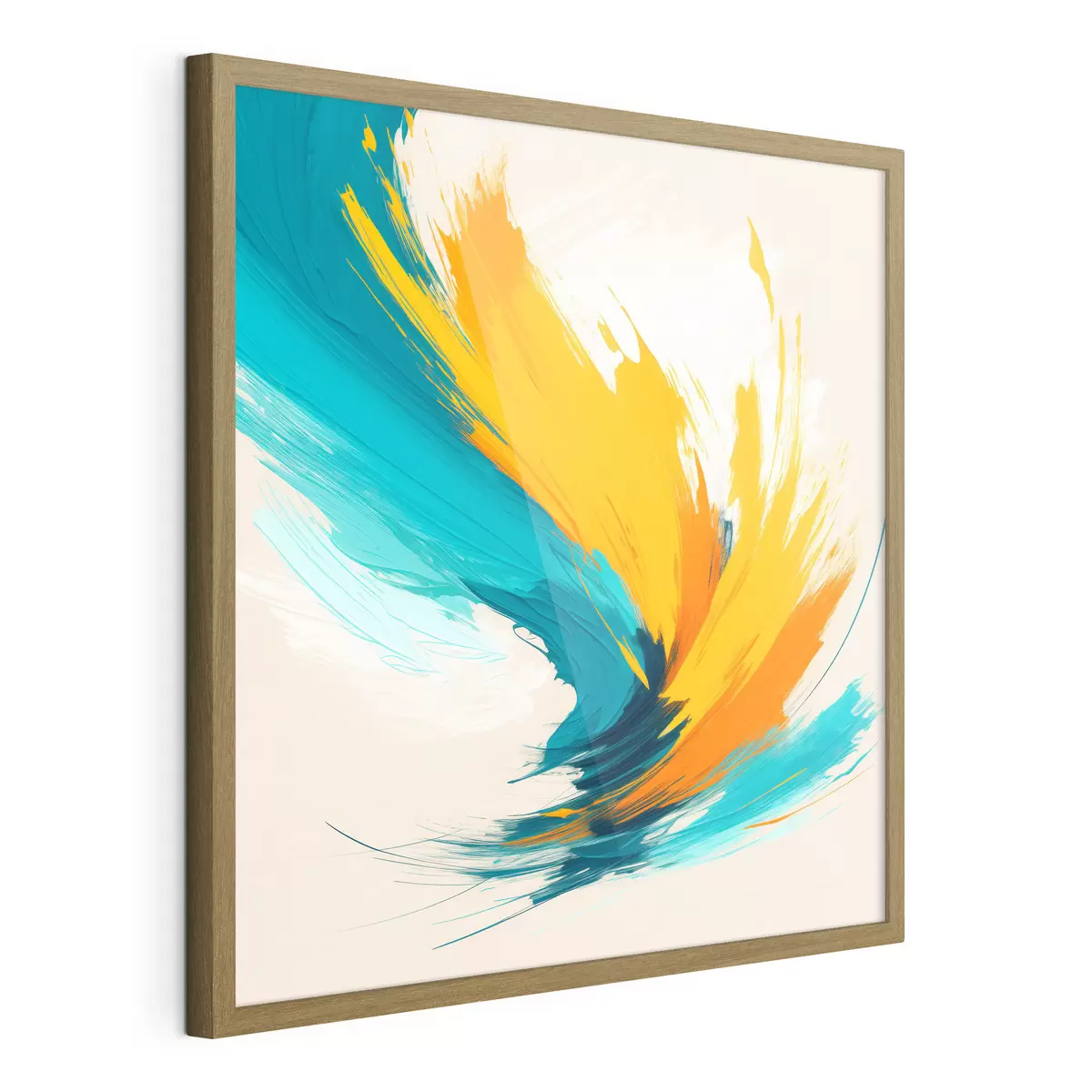 Poster Un vortice energico nei toni del giallo e del blu in uno stile pittorico contemporaneo f48856