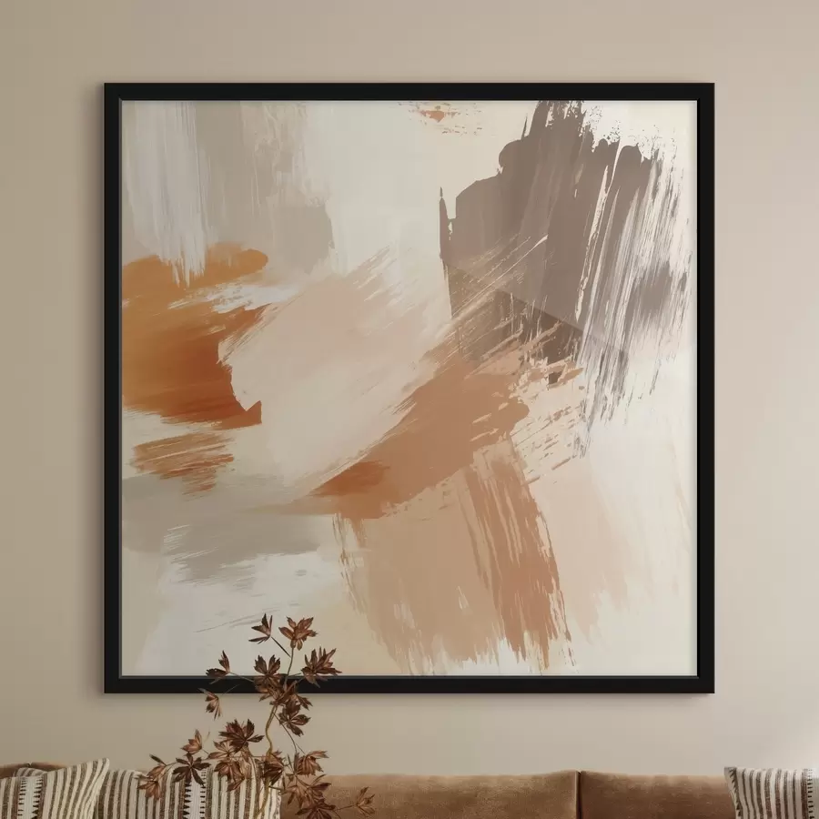 carta da parati Imitazione di pennellate astratte nei toni della sabbia e del marrone nr. f48857