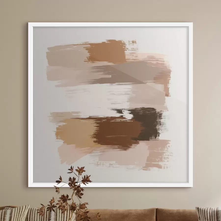 carta da parati Scena minimalista con pennellate orizzontali nei toni del caffè e della terracotta nr. f48858