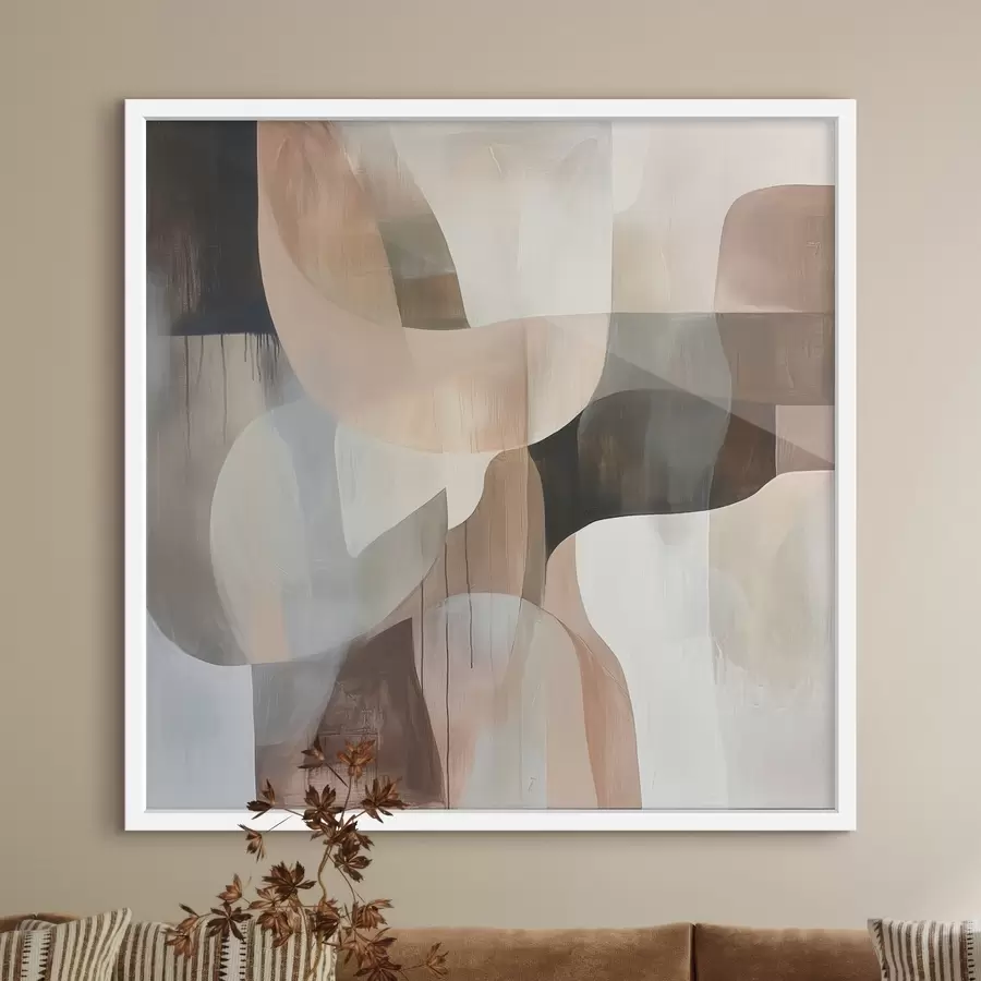 carta da parati Composizione astratta in una calda palette di colori beige e corallo nr. f48859