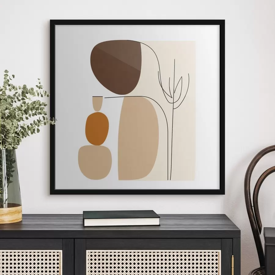 carta da parati Composizione astratta caratterizzata da steli sottili e forme semplici in stile minimalista nr. f48871