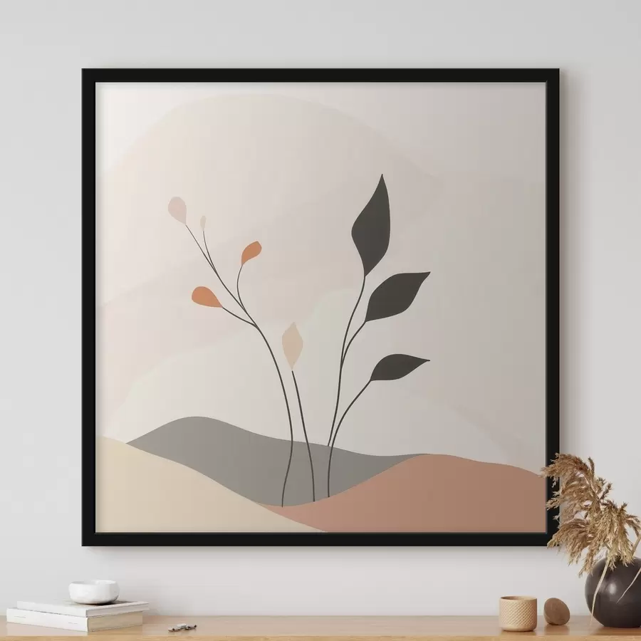 carta da parati Scena laconica a tema vegetale con forme organiche in stile artistico contemporaneo nr. f48874