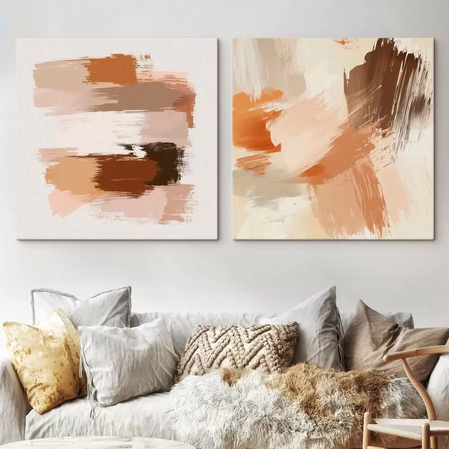 carta da parati Arte decorativa dai caldi toni del marrone-beige con un effetto pittorico a pennellate nr. m30355