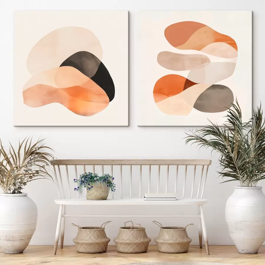 carta da parati Una composizione caratterizzata da forme morbide e arrotondate e da ombre delicate, in stile poster artistico nr. m30358