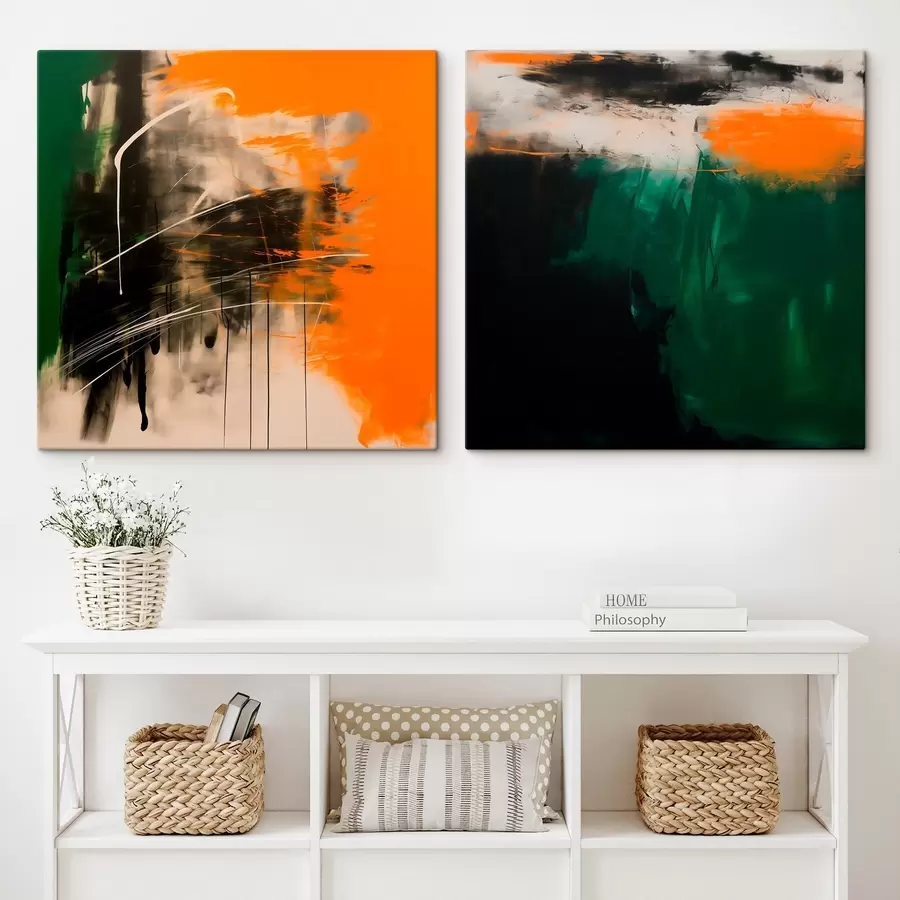 carta da parati Composizione caratterizzata da pennellate espressive e tonalità scure e intense in stile minimalista nr. m30359