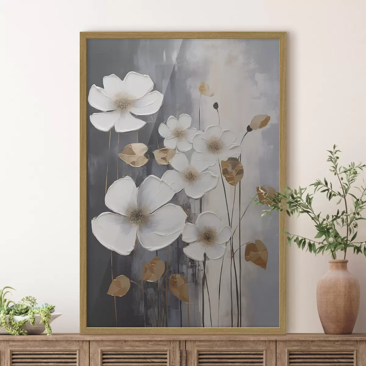 Poster Astrazione con fiori: imitazione di un dipinto f49078